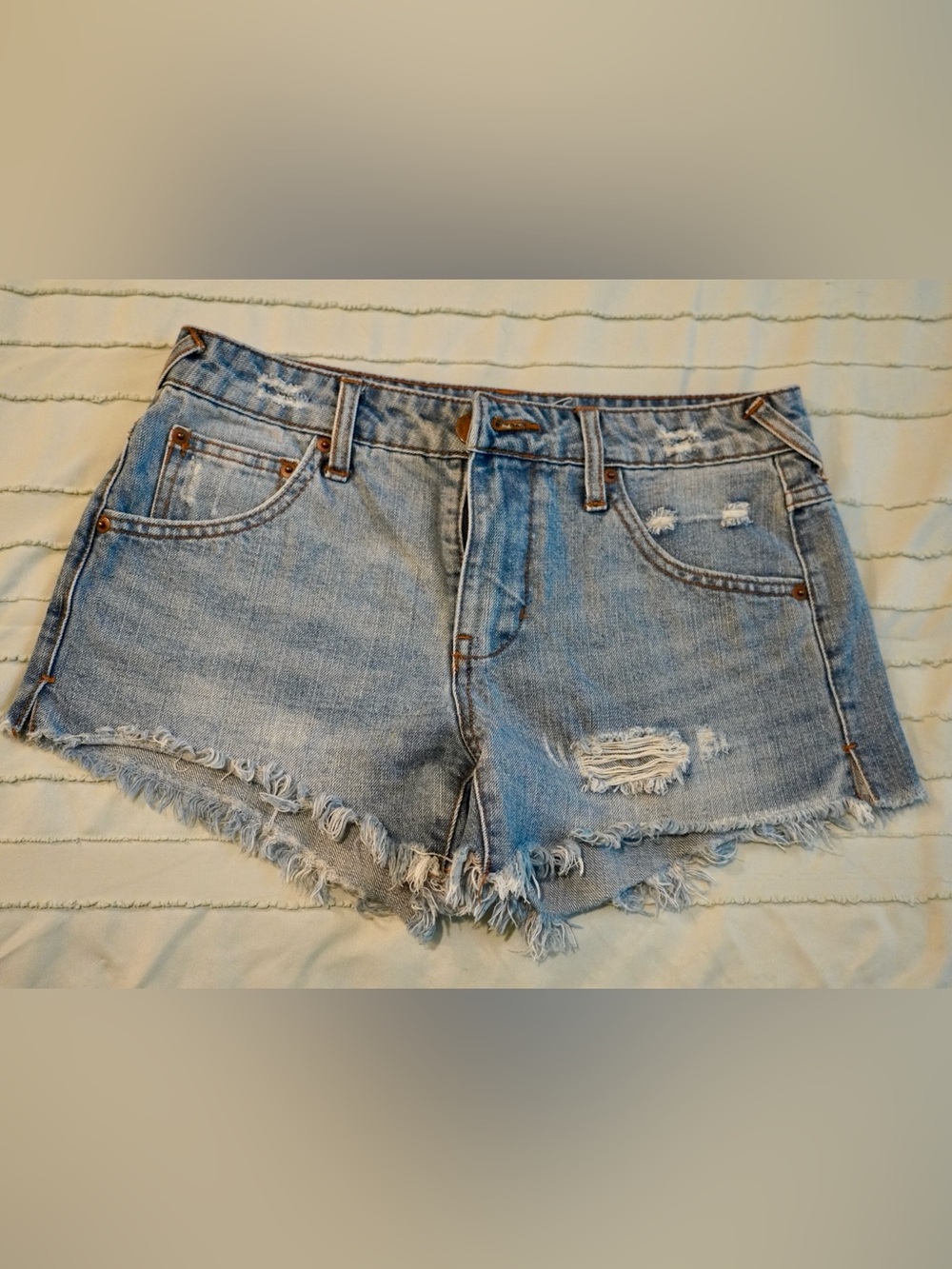 life in progress Light Blue Distressed Denim Cutoff Shorts